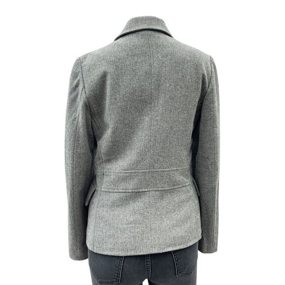Banana Republic Gray Wool Blend Herringbone Long Sleeve Blazer Jacket Women's 6 - Picture 2 of 12